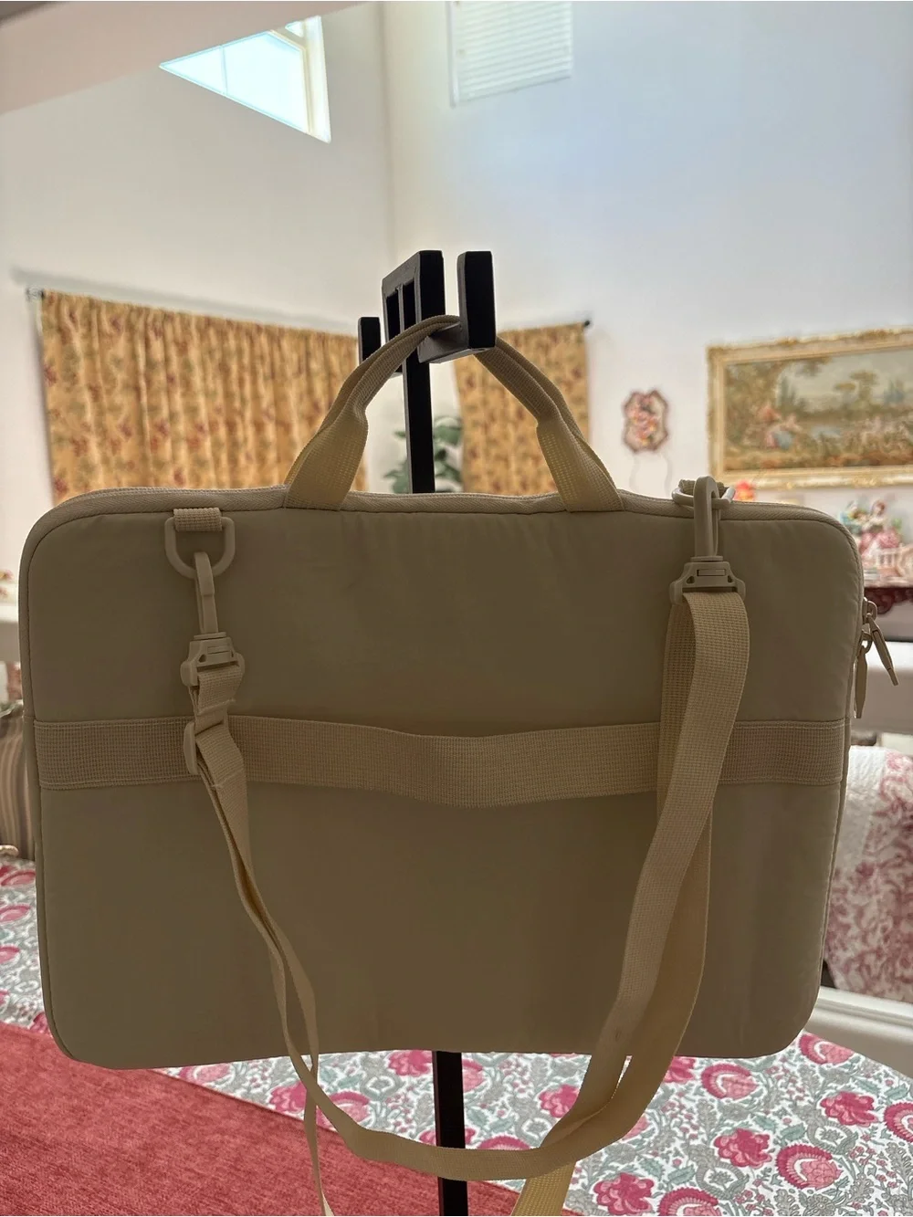 Quilted Laptop Briefcase in cream yellow